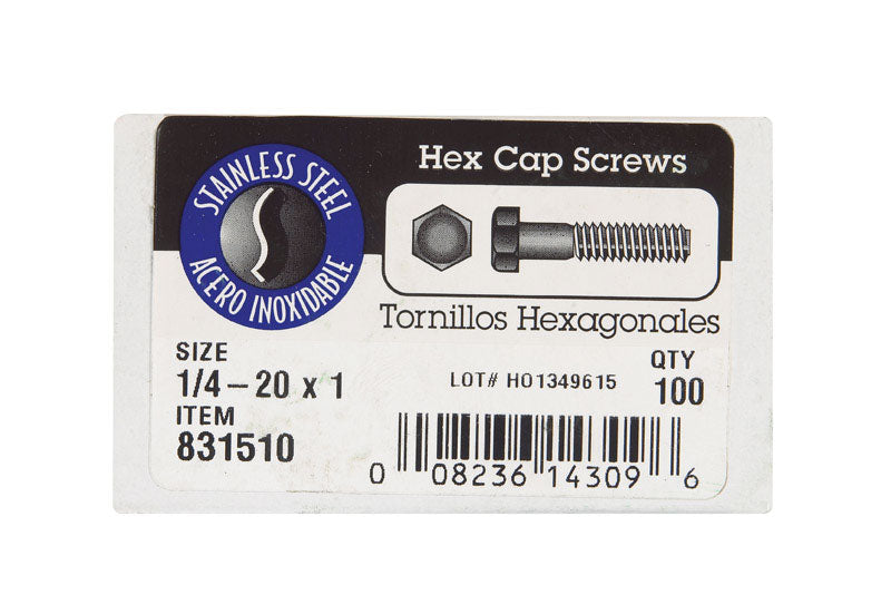 BOLT 1/4HEX1" NC SS