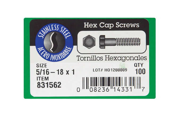 BOLT 5/16HEX 1" NC SS