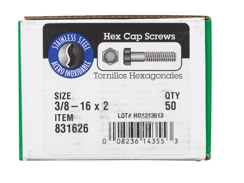 BOLT 3/8HEX2" SS