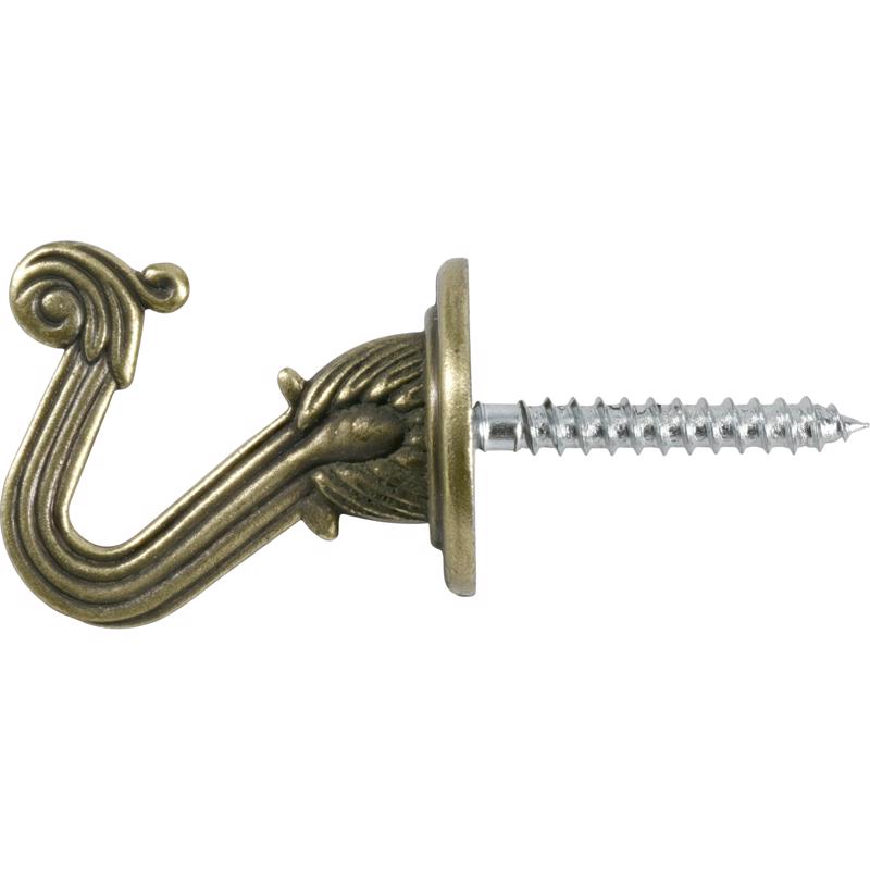 OOK Medium Antique Brass Gold Steel 1-1/2 in. L Swag Hook 30 lb 2 pk
