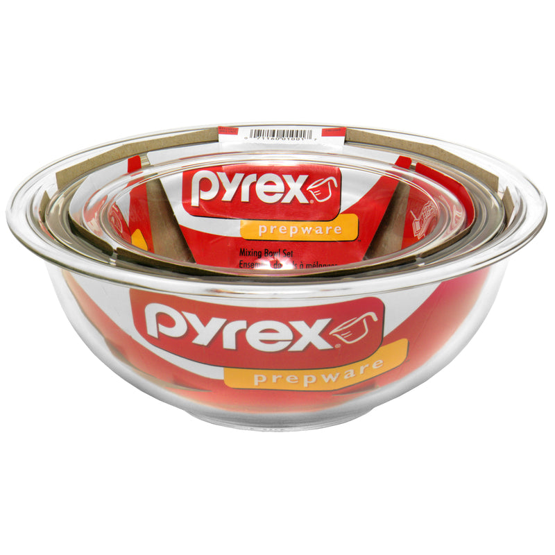 Pyrex Smart Essentials 3 pk Glass Clear Mixing Bowl Set 3 pc