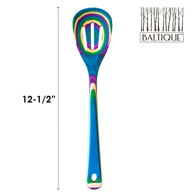 Totally Bamboo Baltique Multicolored Birch Wood Slotted Spoon