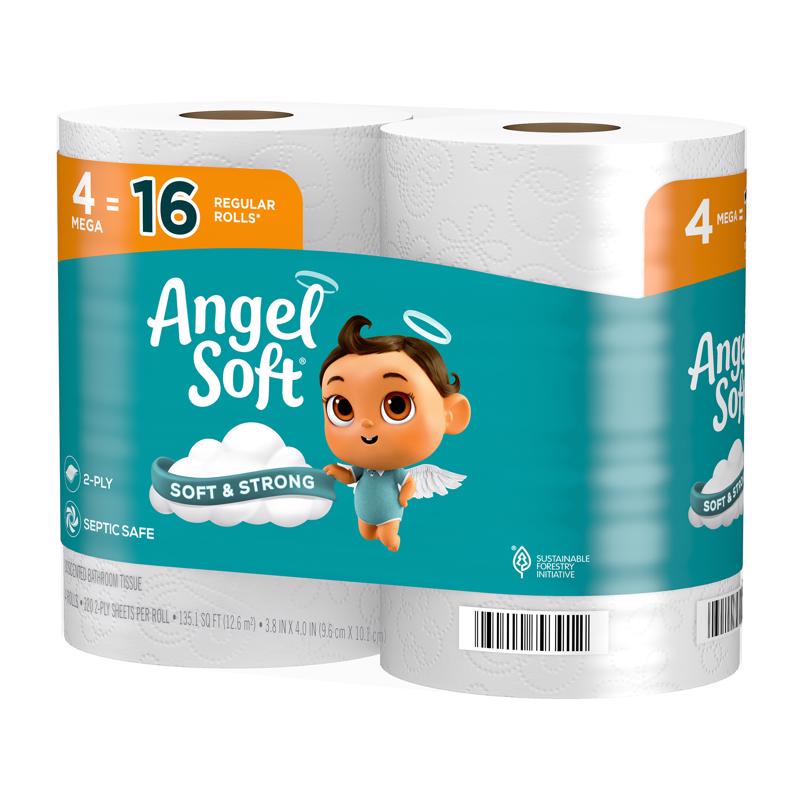 Angel Soft Toilet Paper 4 Rolls 320 sheet 405.33 sq ft