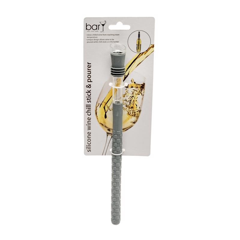 BarY3 Black/Clear Silicone Wine Chill Stick and Pourer