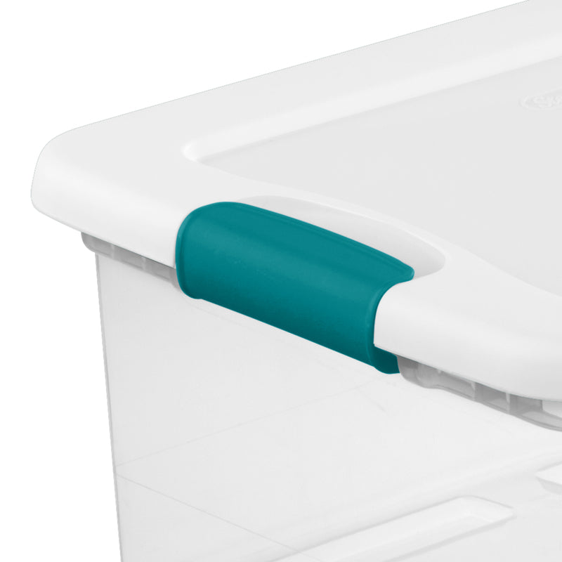 Sterilite 15 qt Clear/White Latch Storage Box 6-3/4 in. H X 16-1/4 in. W X 11-1/4 in. D Stackable