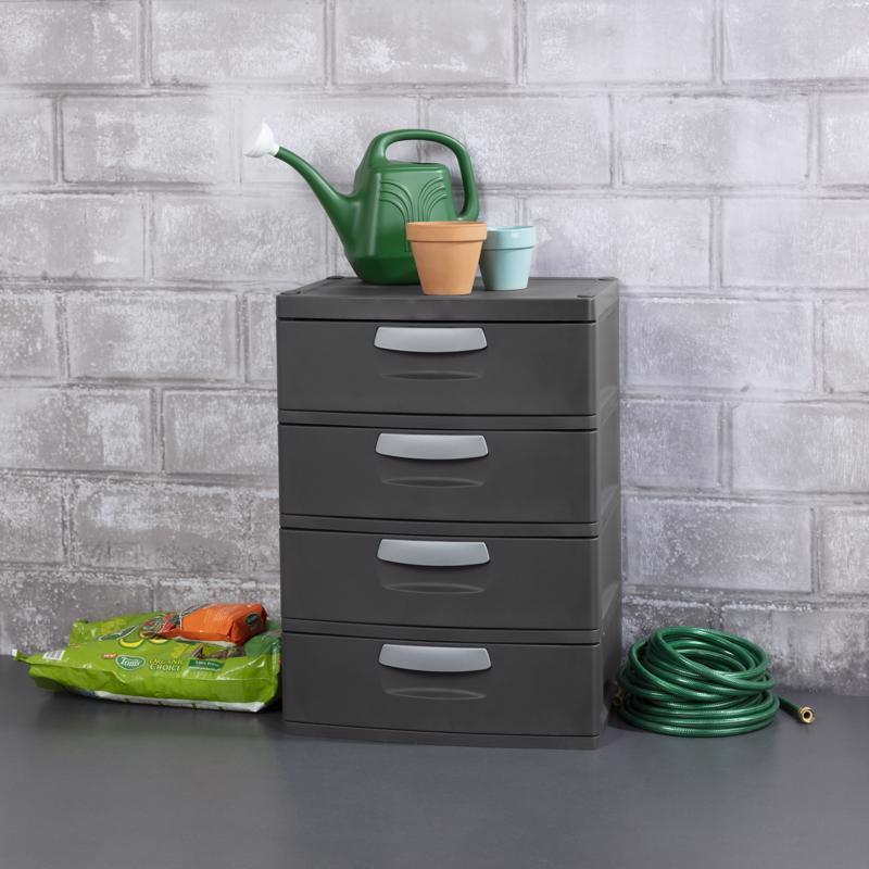 Sterilite 11.9 cu ft Gray Drawer Organizer 35.75 in. H X 25.625 in. W X 19.25 in. D Stackable