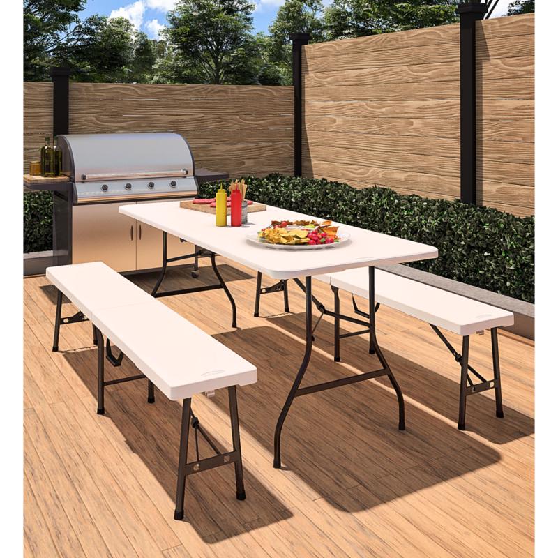 Cosco White Plastic Casual Folding Bench 1 pk