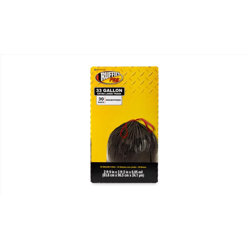 TRASH BAGS BLK 33GL 30PK