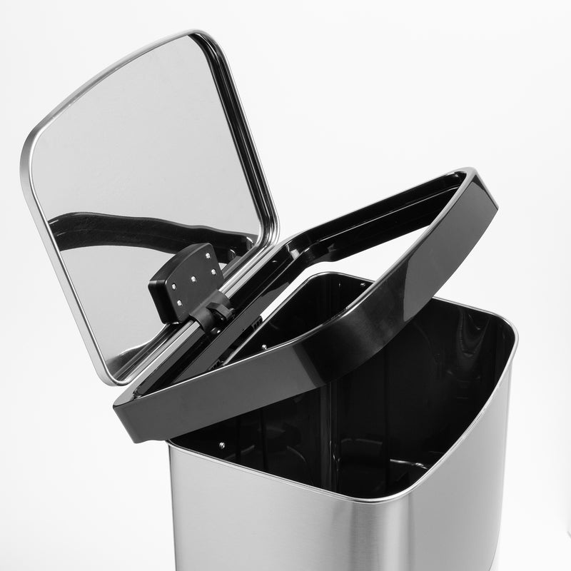 Honey-Can-Do 13 gal Black/Silver Stainless Steel Square Trash Can