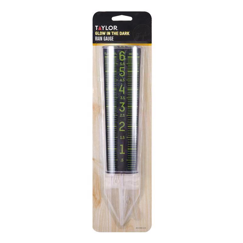 Taylor ClearVu Glow in the Dark Rain Gauge/Sprinkler Ground 1.18 in. W X 2.76 in. L