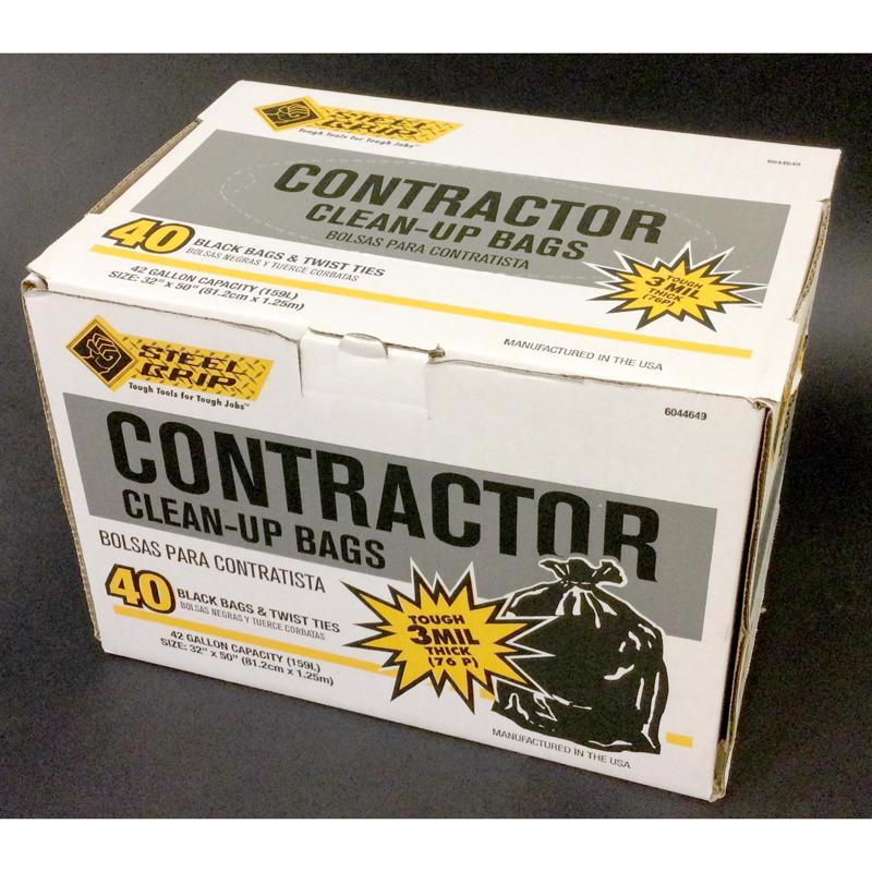 Steel Grip 42 gal Contractor Bags Twist Tie 40 pk 3 mil