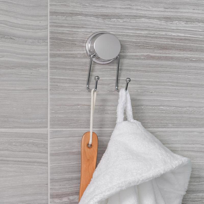 Better Living Stick N Lock Plus 4.33 in. H X 1.85 in. W X 2.36 in. L Chrome Silver Double Robe Hook
