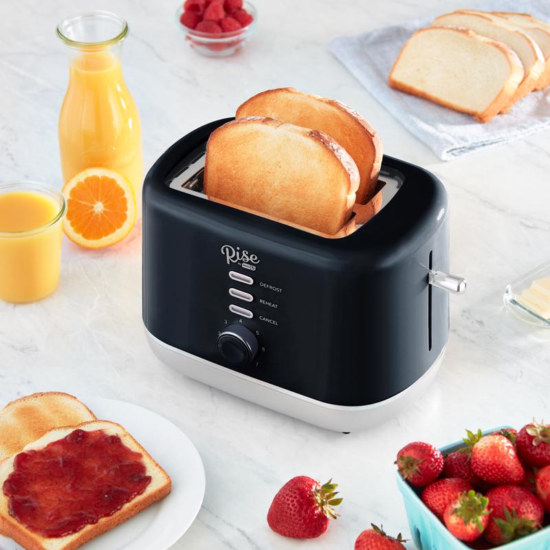 Rise By Dash Plastic Black 2 Slot Toaster 7.4 In. H X 7.2 In. W X 11.1 In.  D : Target