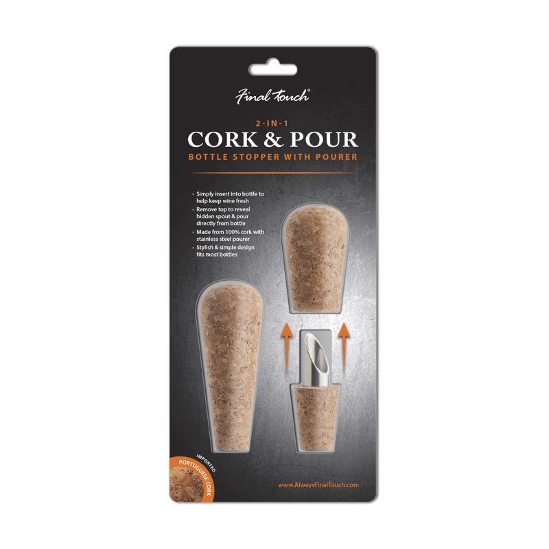 Final Touch Gold/Silver Stainless Steel Corker/Pourer
