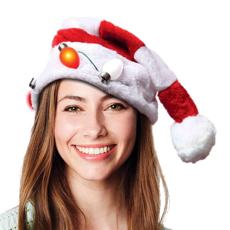 Magic Seasons Candy Cane Santa LED Hat Plush 1 pk