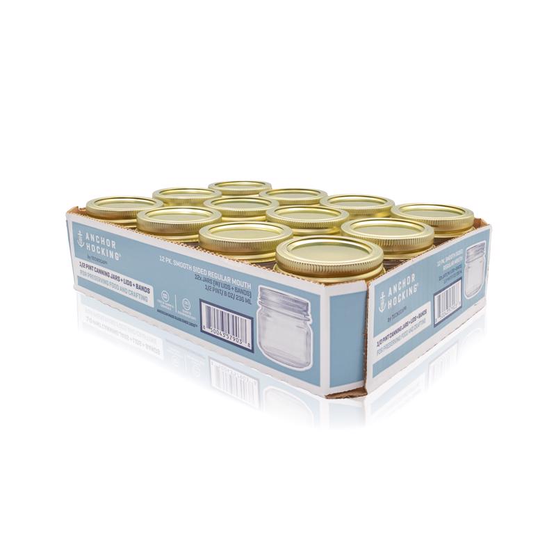 Anchor Hocking Regular Mouth Canning Jar 8 oz 12 pk