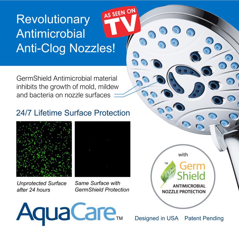 AquaCare Antimicrobial AS Seen On TV Handheld Shower Head Stainless Steel 1 pk