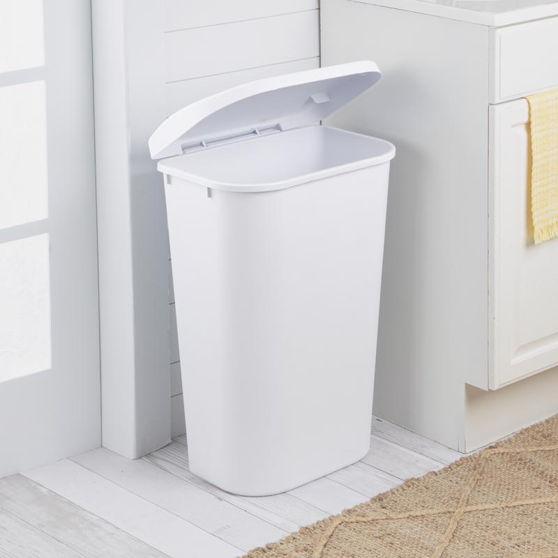 Sterilite 11.3 gal White Plastic D-Shape Wastebasket