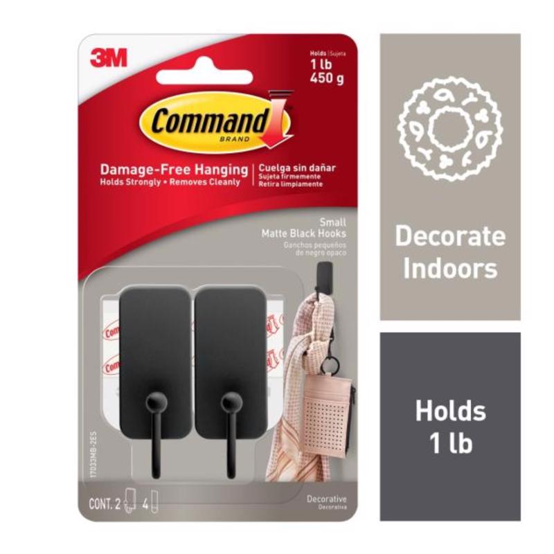 3M Command Small Plastic Hook 1 in. L 2 pk