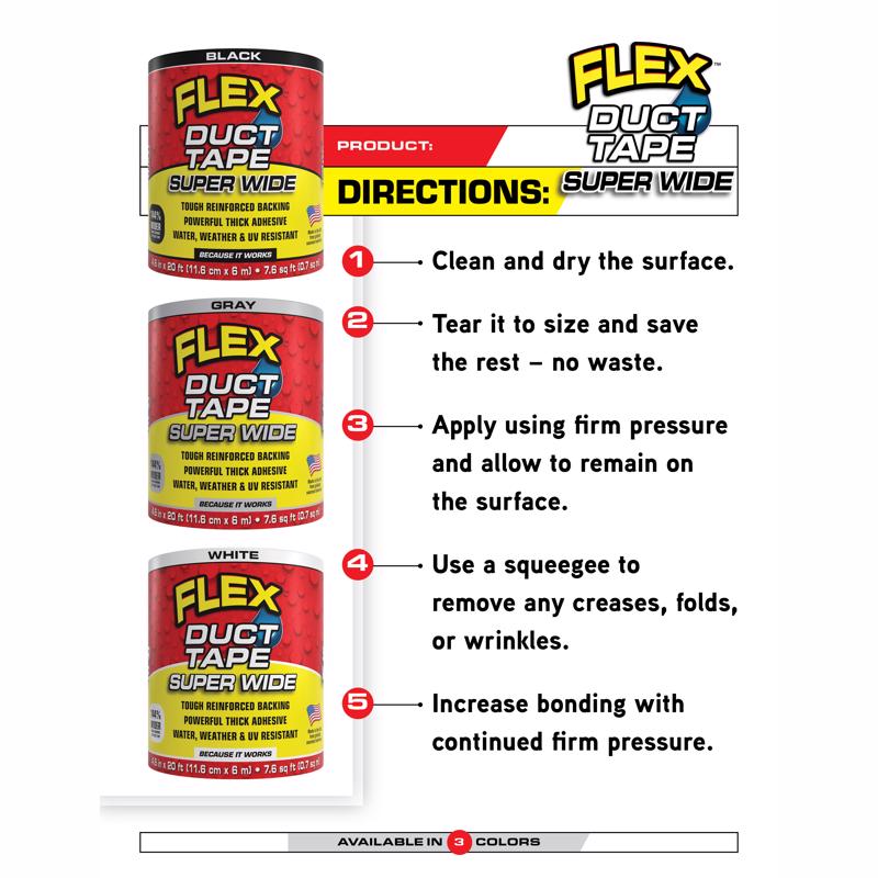 Flex Seal Family of Products Flex Super Wide Duct Tape 4.6 in. W X 20 ft. L Black Duct Tape