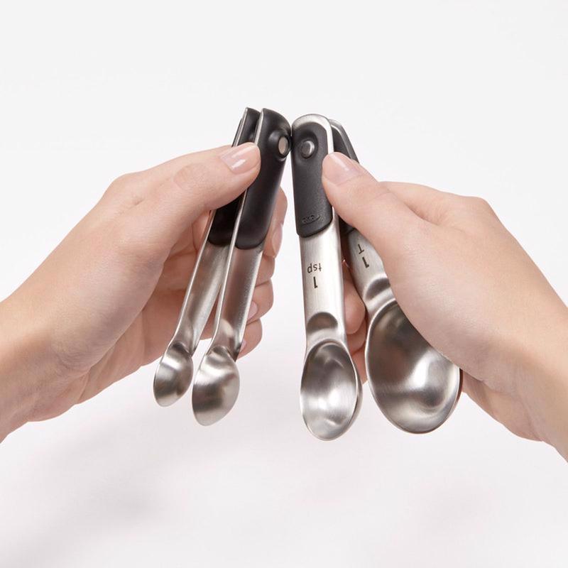 OXO Good Grips Stainless Steel Black/Silver Measuring Spoon Set