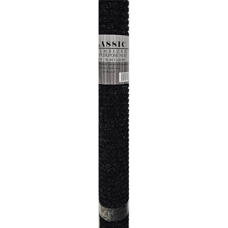Rockport Premium 3 ft. W X 4 ft. L Black Ribbed Polyester Door Mat
