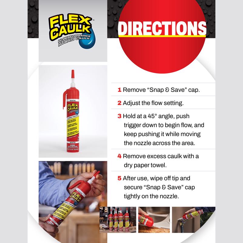 Flex Seal Family of Products Flex Caulk Clear Polymer Advanced Hybrid Polymer Caulk 6.6 fl. oz.