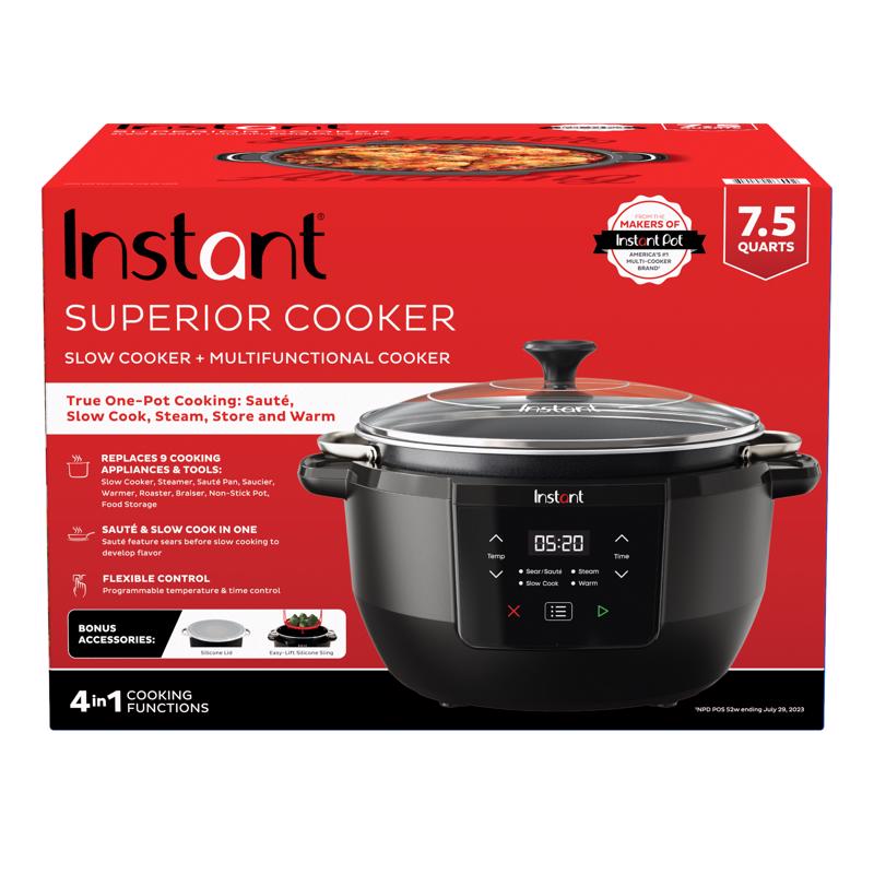 SLOW COOKER BK/SLV 7.5QT