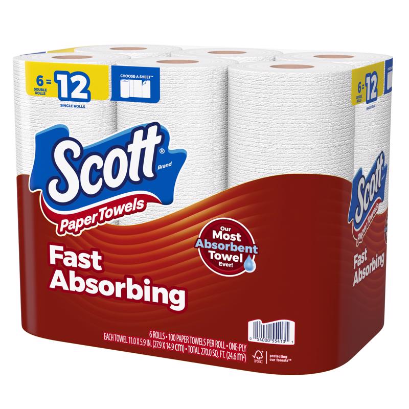 Scott Paper Towels 100 sheet 1 ply 6 pk