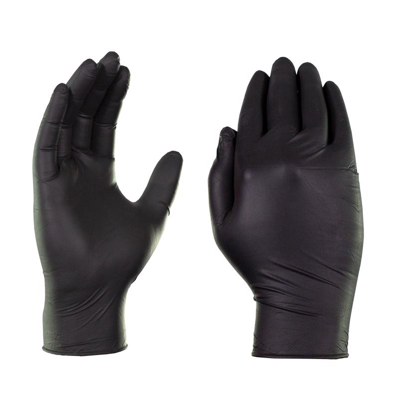 Gloveworks Nitrile Disposable Gloves One Size Fits Most Black Powder Free 10 pk