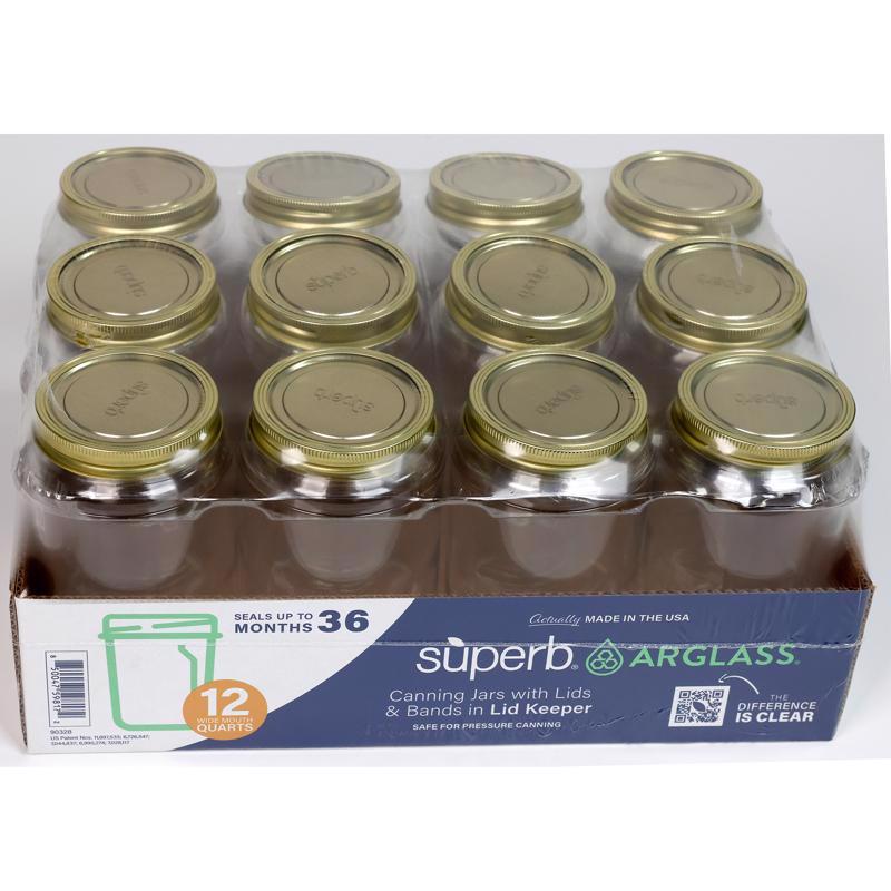 Superb Arglass Wide Mouth Canning Jar 32 oz 12 pk