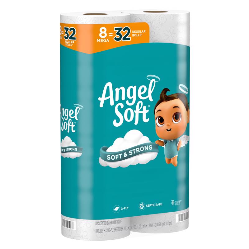 Angel Soft Toilet Paper 8 Rolls 320 sheet 4 in.