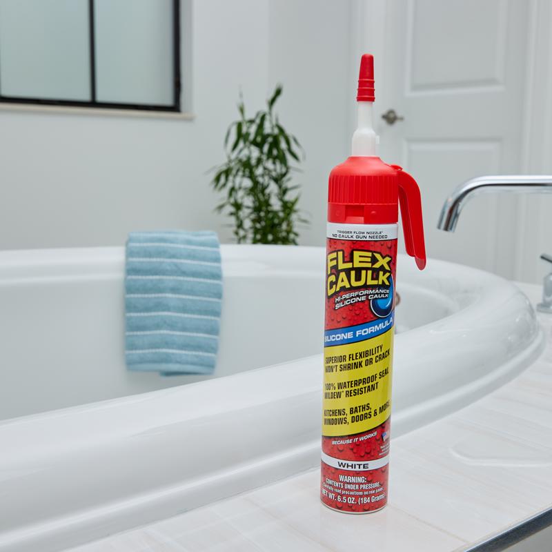 Flex Seal Family of Products Flex Caulk White Silicone All Purpose Caulk Sealant 6.5 oz