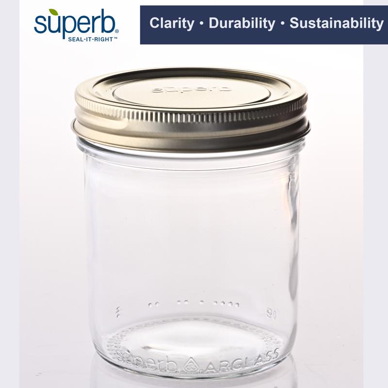 Superb Arglass Wide Mouth Canning Jar 16 oz 12 pk