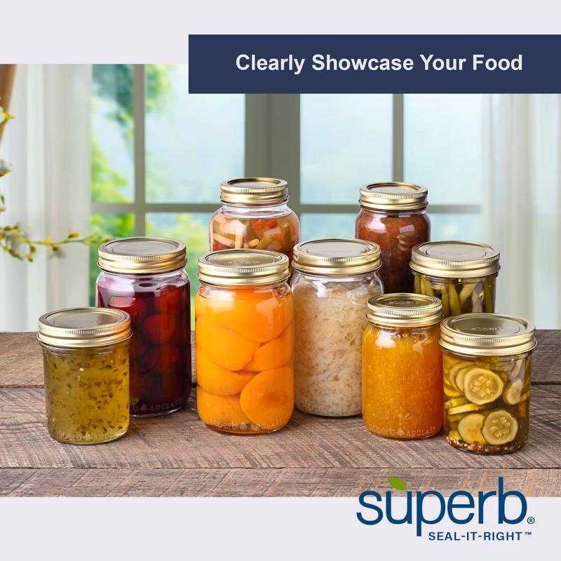 Superb Arglass Wide Mouth Canning Jar 16 oz 12 pk