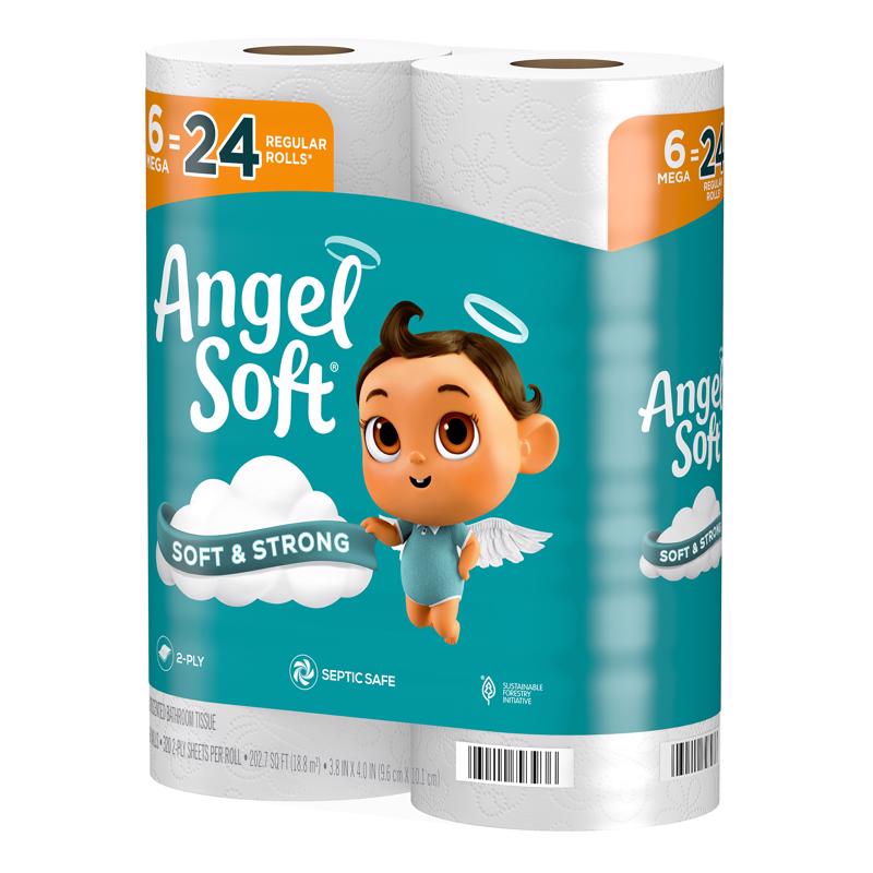 Angel Soft Toilet Paper 6 Rolls 320 sheet 1280 in.
