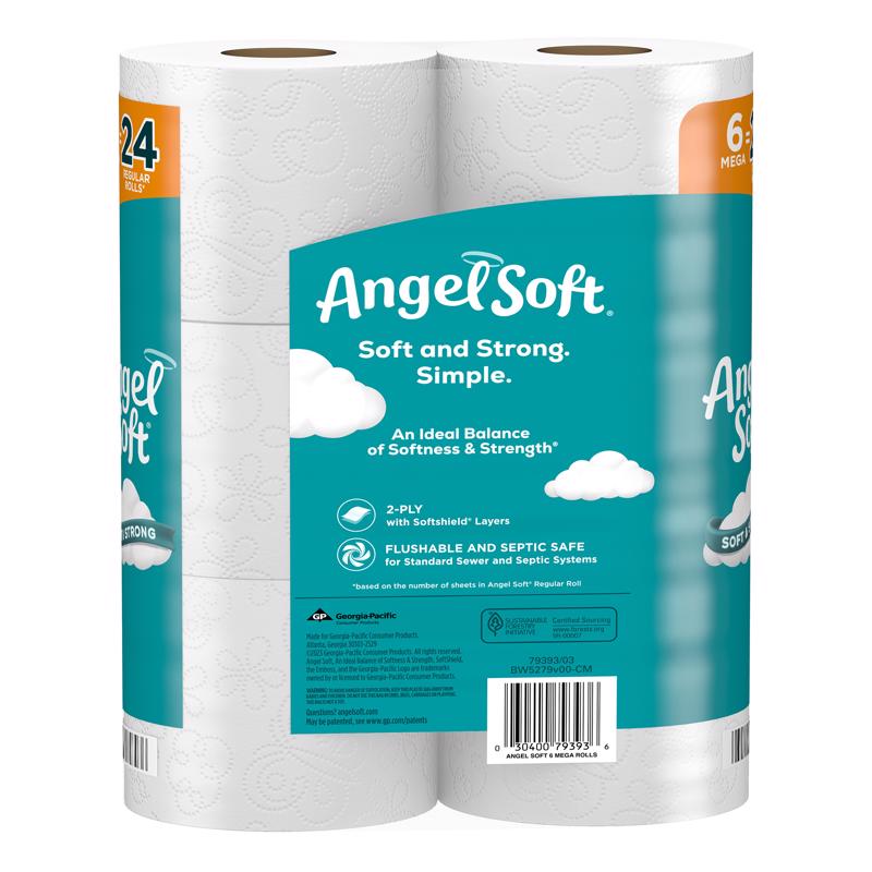 Angel Soft Toilet Paper 6 Rolls 320 sheet 1280 in.