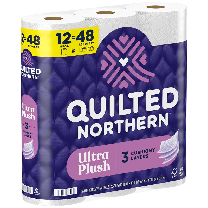 Quilted Northern Ultra Plush Toilet Paper 12 Rolls 255 sheet 1020 in.