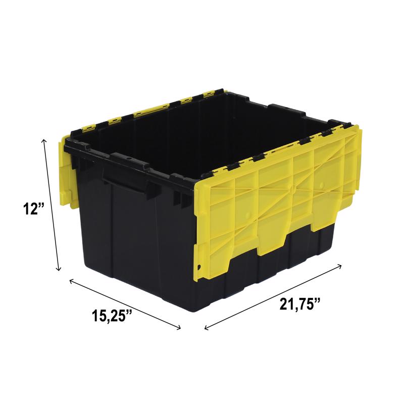 Ramtuff Black/Yellow Hinged-Lid Tote Stackable