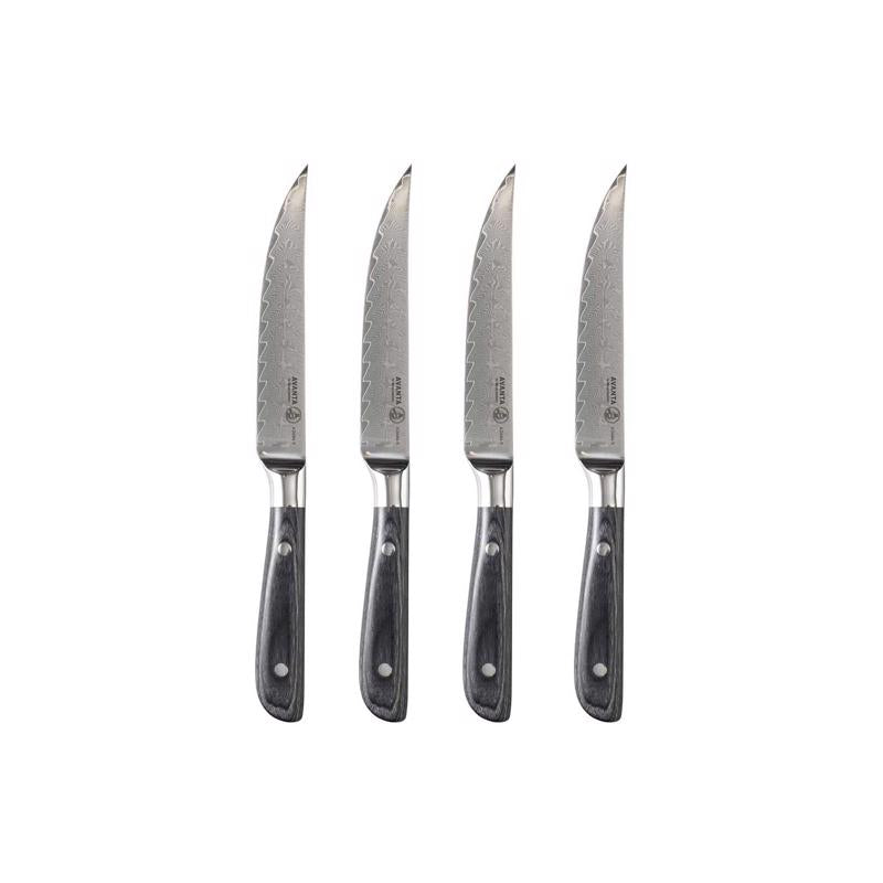 Messermeister Avanta Damascus n/a in. L Steel Steak Cultery Set 4 pc