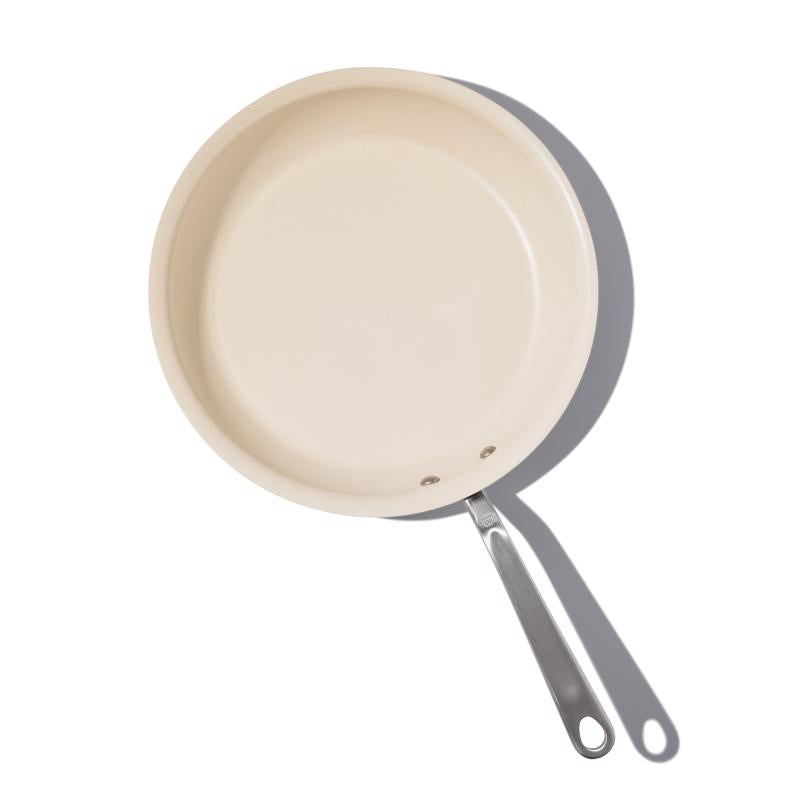 Made In Cookware Ceramic/Stainless Steel Fry Pan 12 in. Silver/White