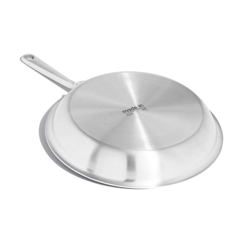 Made In Cookware Ceramic/Stainless Steel Fry Pan 12 in. Silver/White