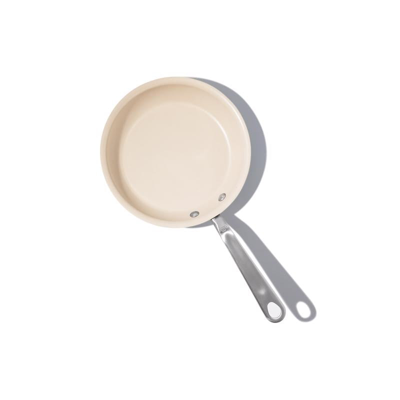 Made In Cookware Ceramic/Stainless Steel Fry Pan 8 in. Silver/White
