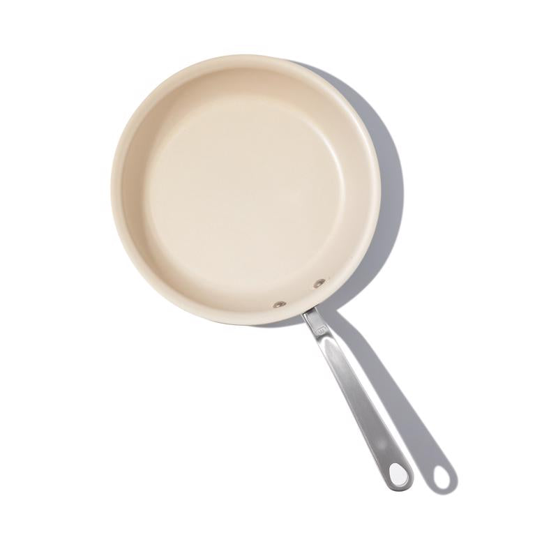 Made In Cookware Ceramic/Stainless Steel Fry Pan 10 in. Silver/White