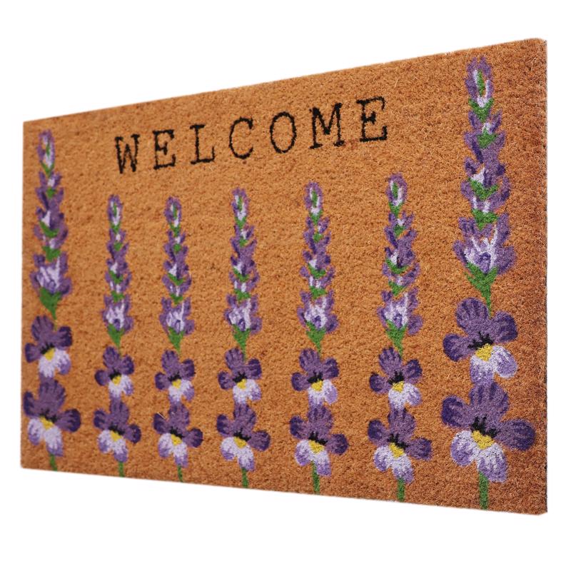 First Concept 18 in. W X 30 in. L Natural Floral Coir Door Mat