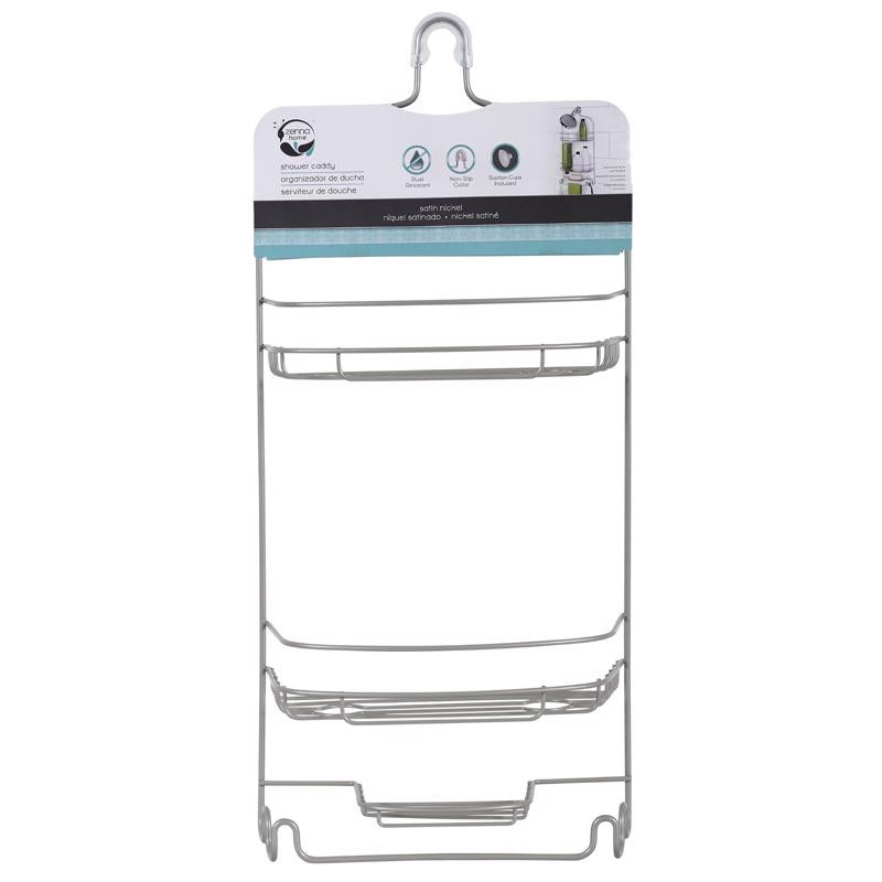 Zenna Home 24 in. H X 8 in. W X 5 in. L Satin Nickel Shower Caddy
