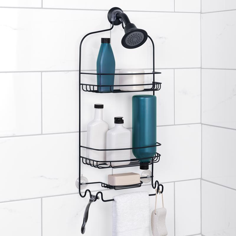 Zenna Home 24 in. H X 11 in. W X 4.7 in. L Matte Black Shower Caddy