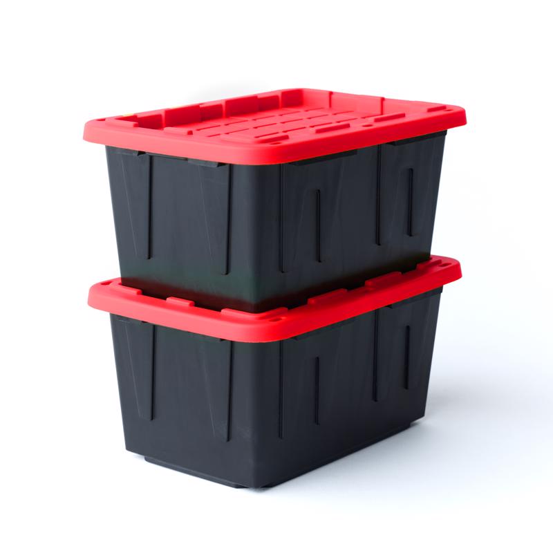 Teeny Tough Box Black/Red Storage Tote Stackable