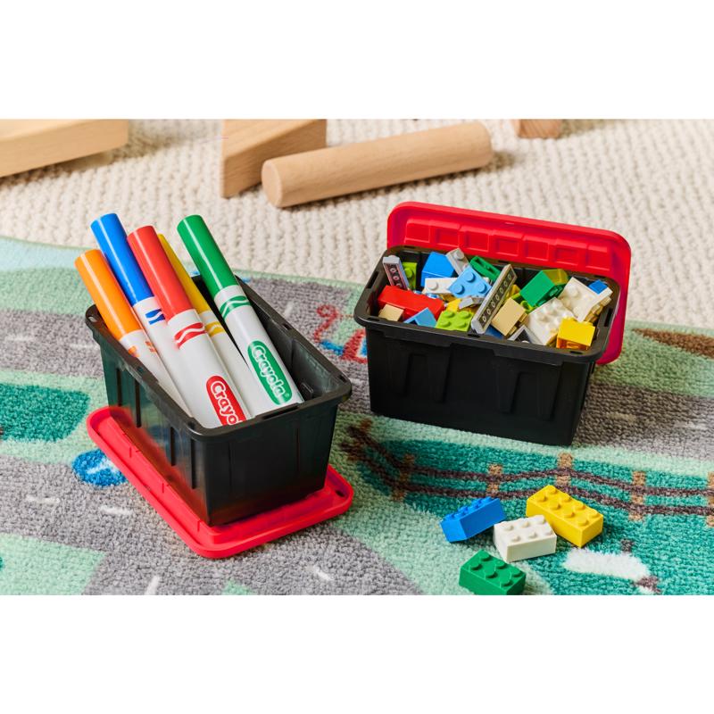 Teeny Tough Box Black/Red Storage Tote Stackable