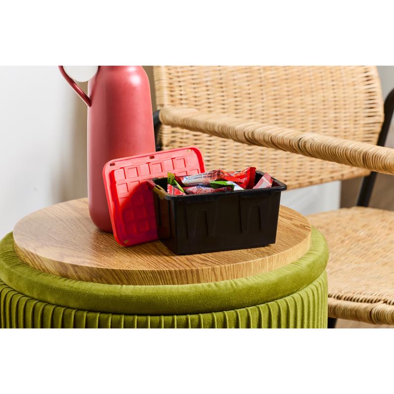Teeny Tough Box Black/Red Storage Tote Stackable